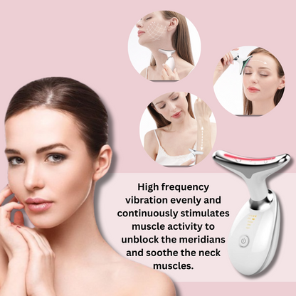 Facial Massager for Face and Neck, 3 Color mode  - (White)