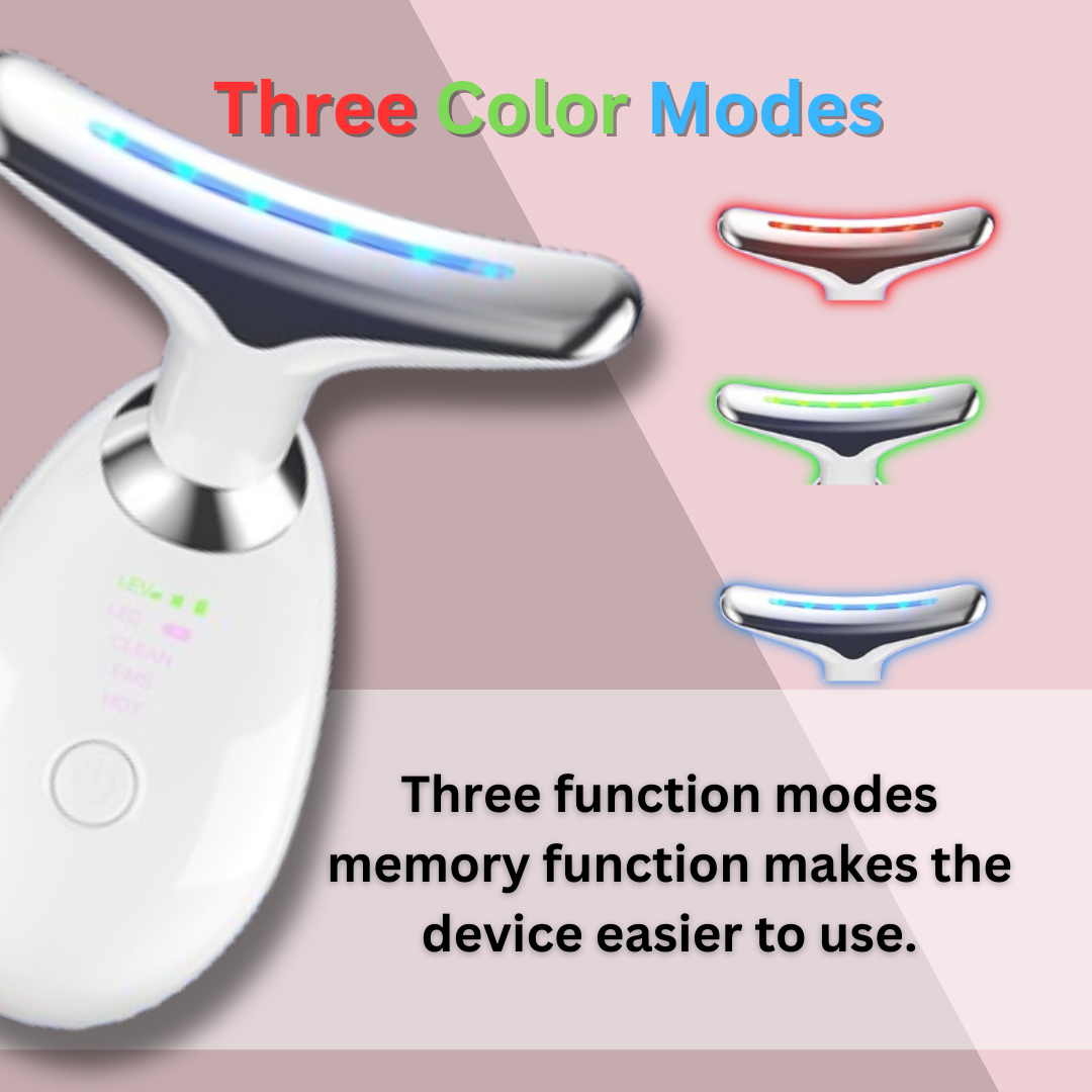 Facial Massager for Face and Neck, 3 Color mode  - (White)