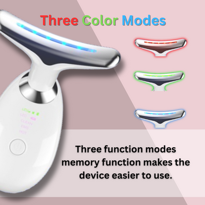 Facial Massager for Face and Neck, 3 Color mode  - (White)